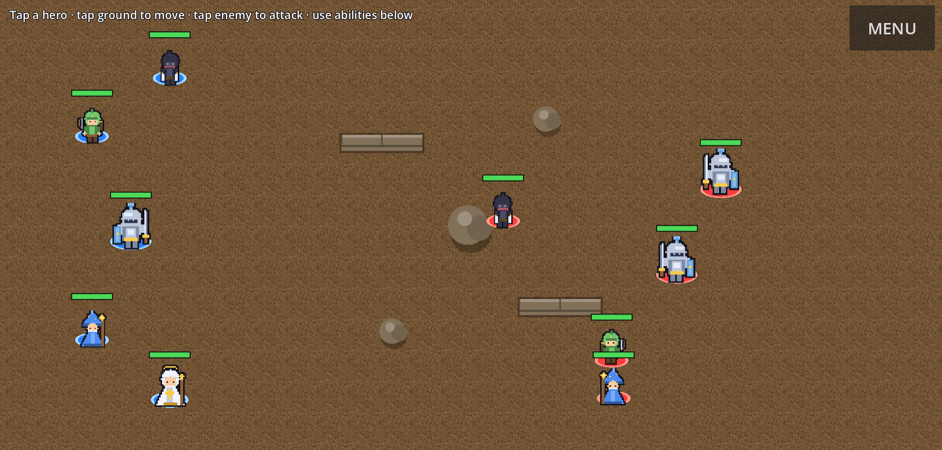 Battlefield with different ground and obstacles
